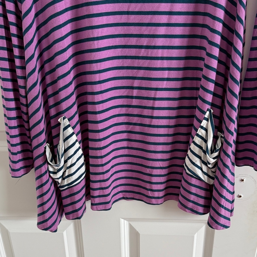 Matilda Jane Striped Purple and Blue Tunic Top SZ Small 95% Modal - Picture 4 of 8